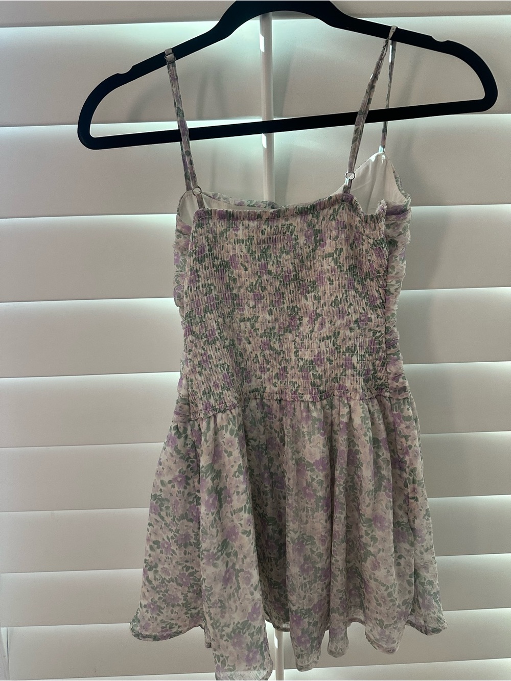 Hollister Lavender and Green Floral Smocked Mini Dress